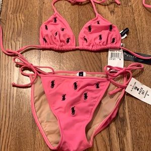 RL Blue Label Hot Pink String Bikini Size 8